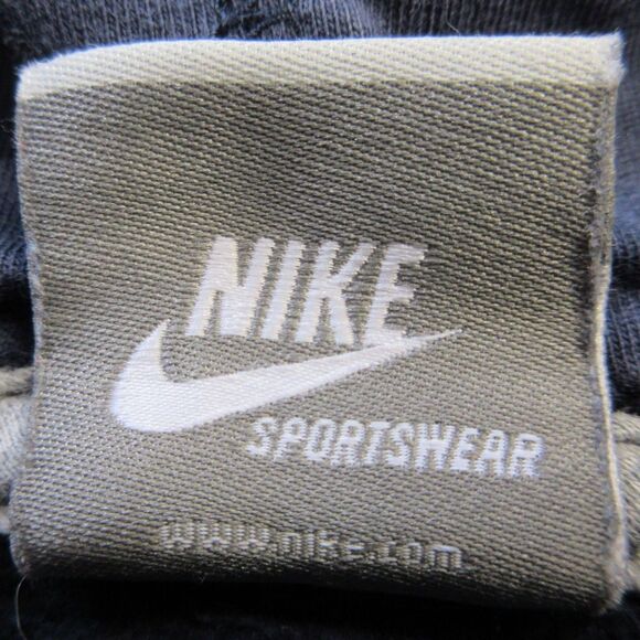 NIKE Navy Blue Spellout VINTAGE Hoodie Sz M Grey Silver Tag Sweatshirt 90s Y2K - Picture 7 of 14